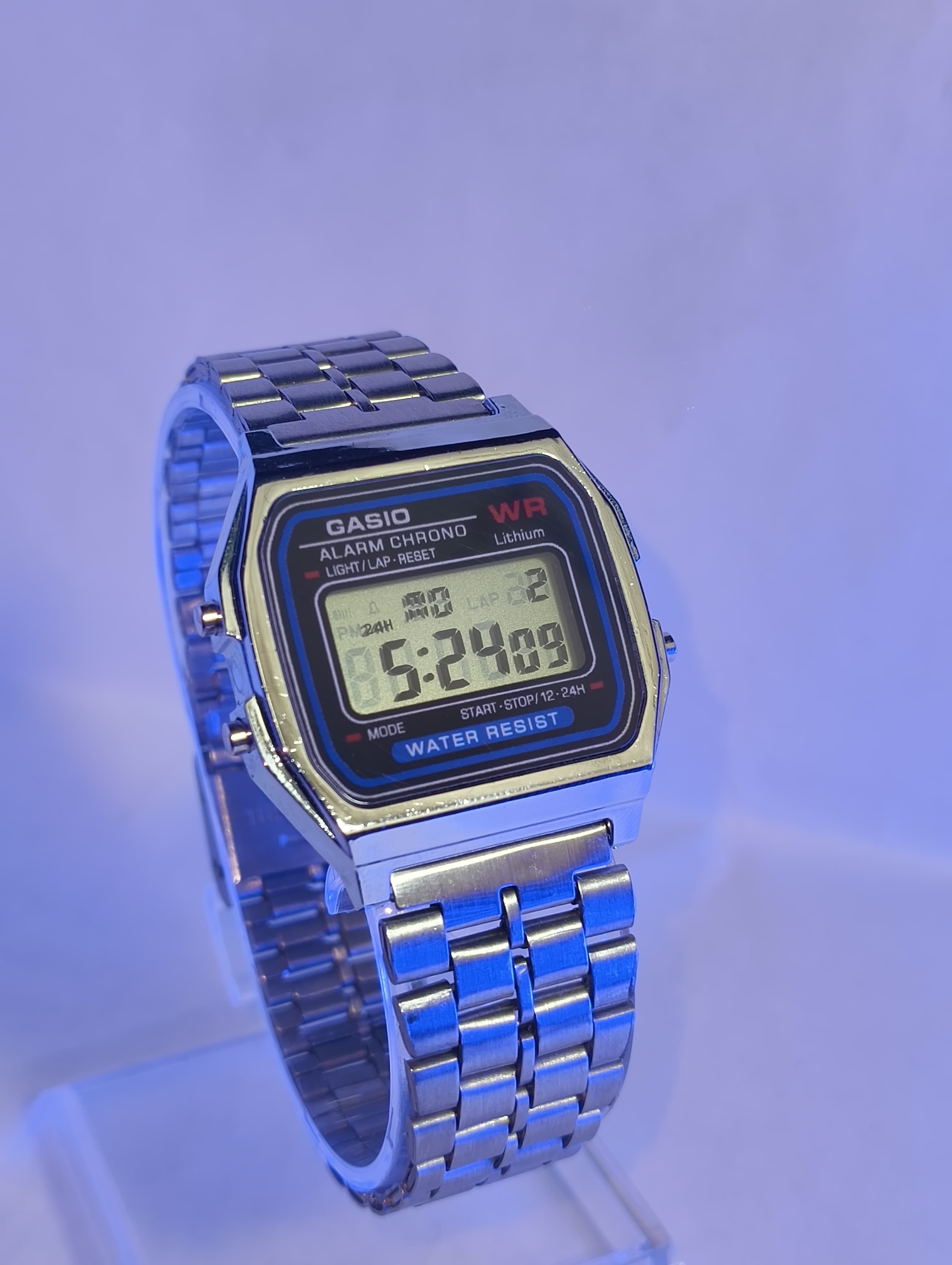 Unisex Vintage A159W-N1DF Black Digital Dial Silver Stainless Steel Band D339