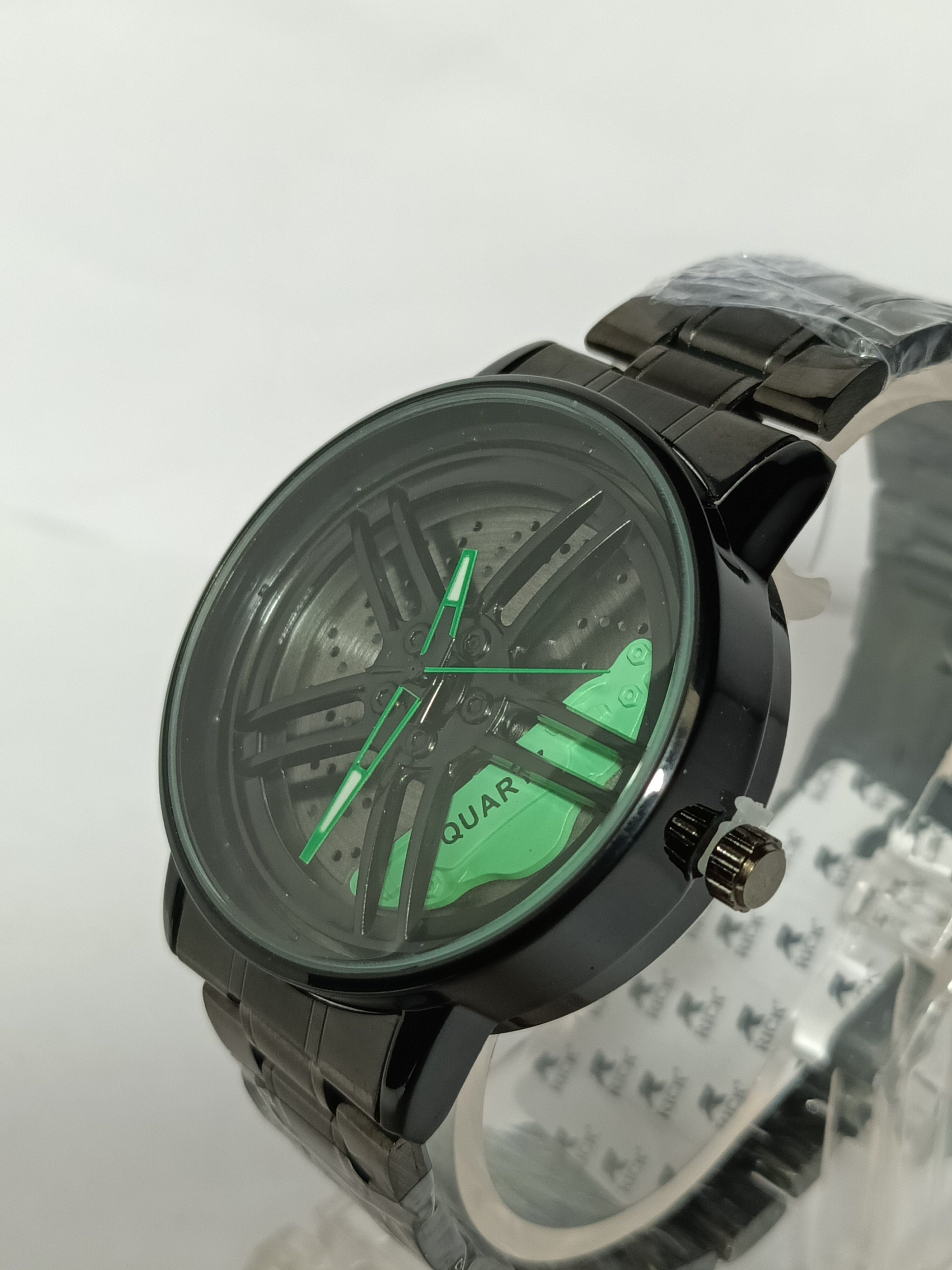 CAR WHEEL WATCH | SOINNING WATCH | ROATATING WATCH |GYRO WATCH | GREEN WATCH FOR MEN'S