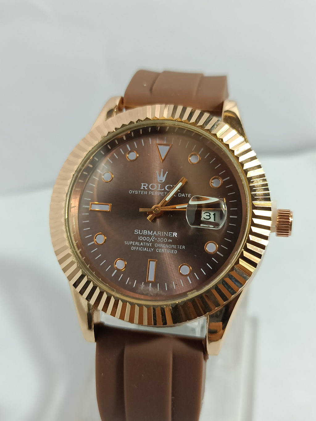 Stainless Steel Luxury Analog Men's Watch(Green-Gold Dial & Silver & Gold Colored Strap)-Ol66G