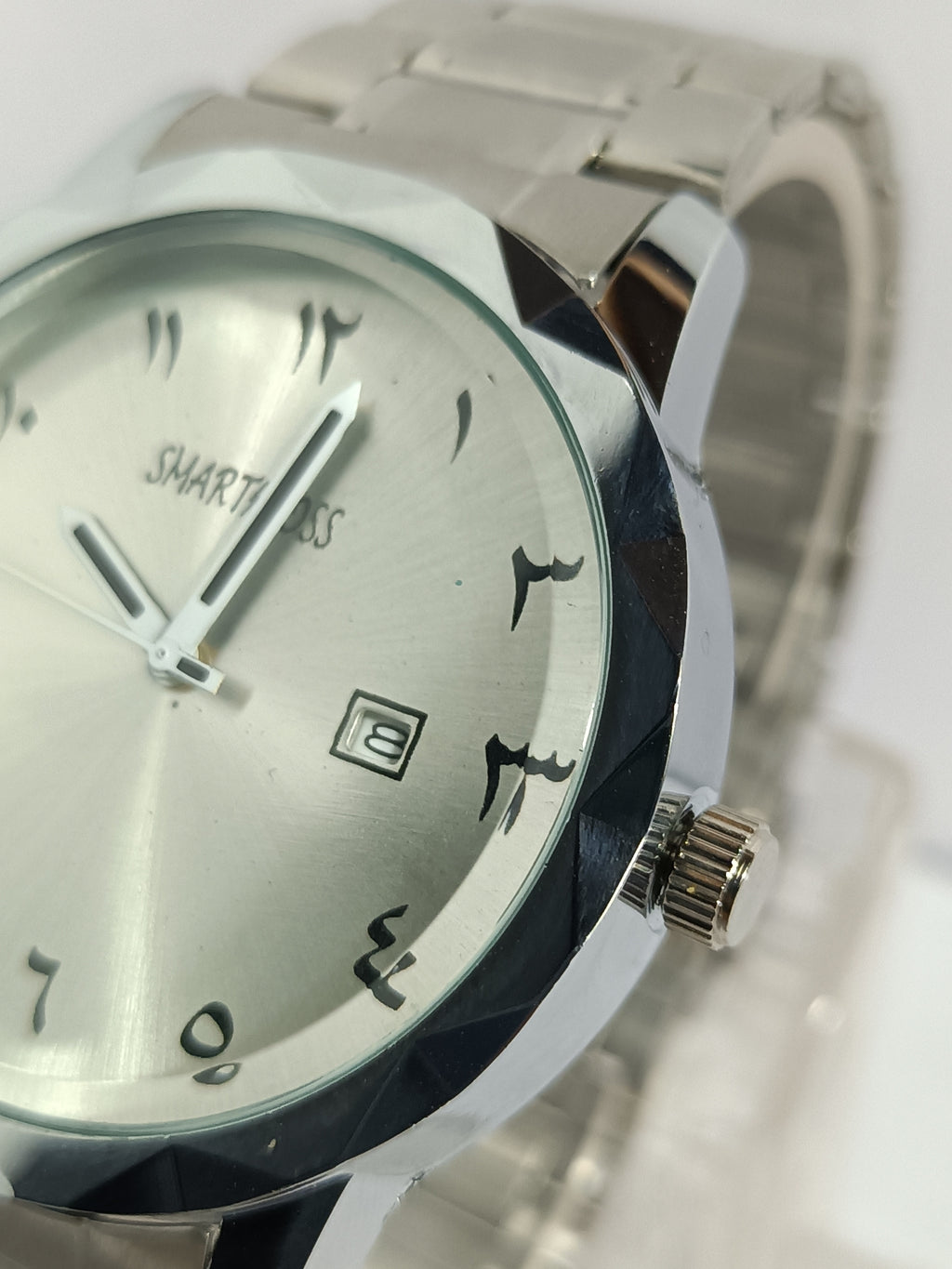 Silver stainless steel belt Black dial day and date function analog watch for mens and boys(black and silver combination mens watch)