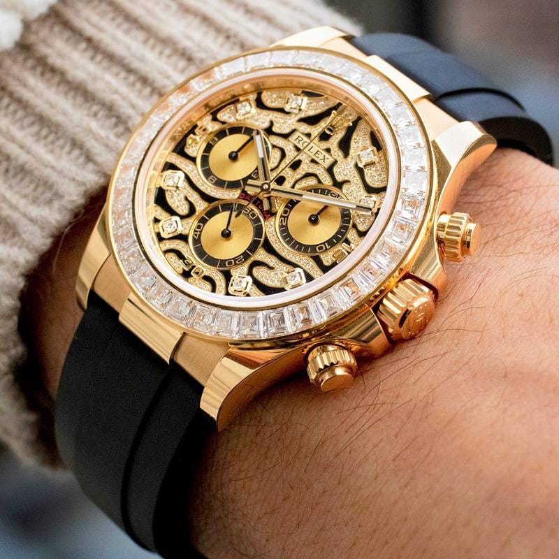 Lab Grown Diamond Daytona Tiger Gold Eye Of The Watch Premium Quality Analog Watch - For Men Diamond