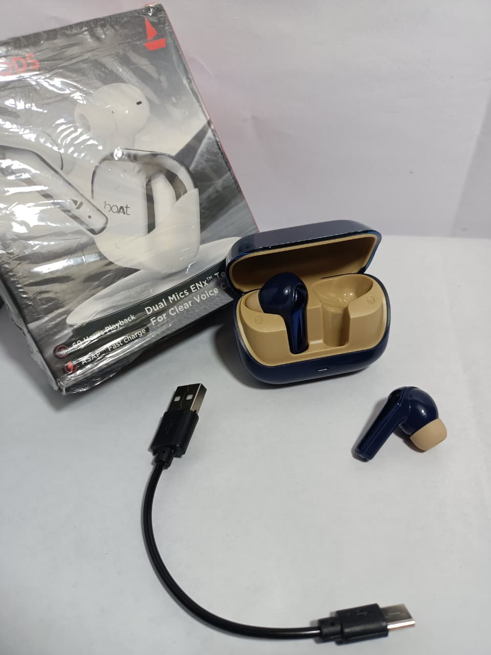 boAt Airdopes 161/163,ASAP Charge,40 H Battery, Stream Ad Free Music via App Support Bluetooth  (Cool Sapphire, True Wireless)