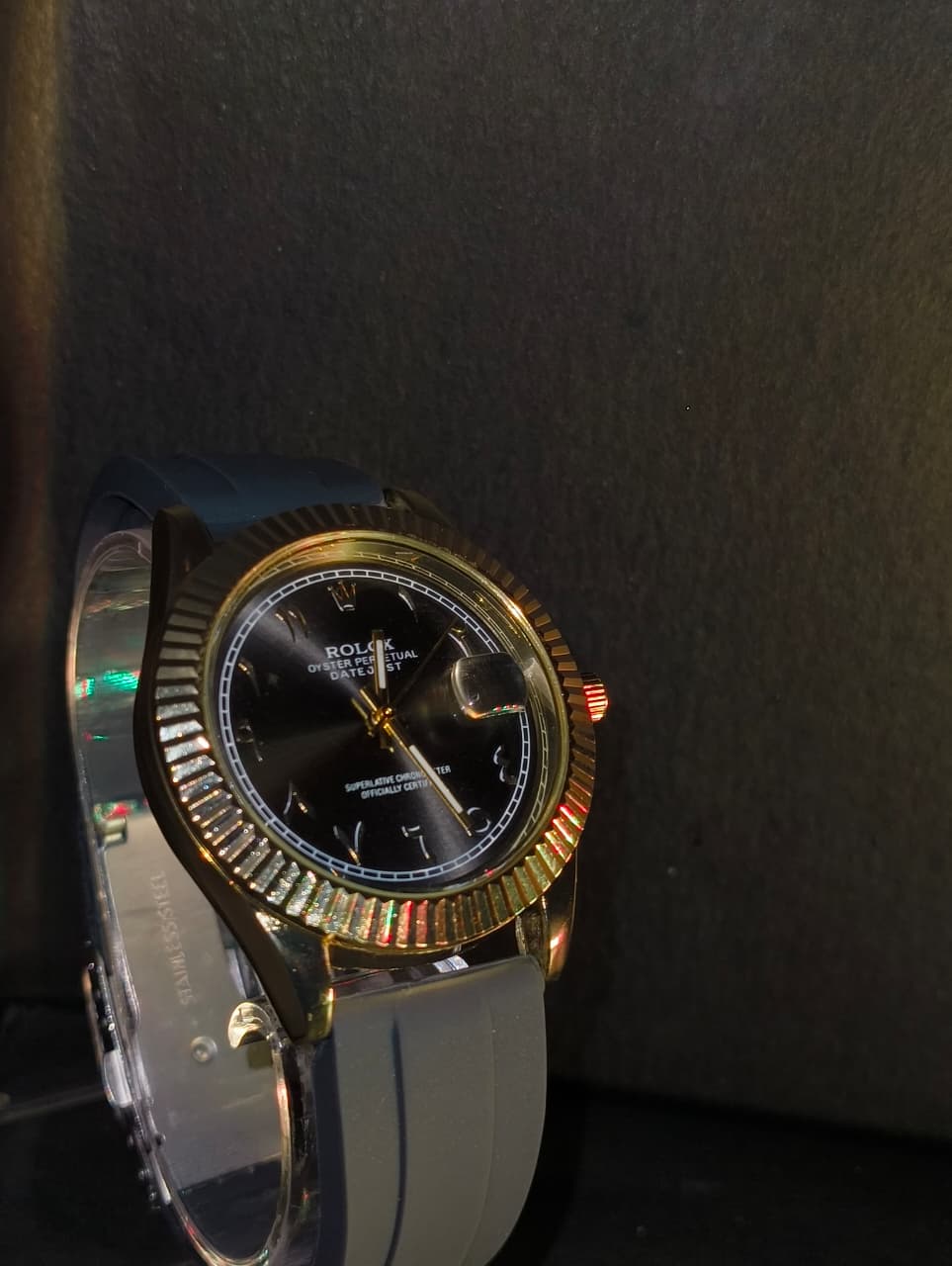 ROELX-Datona model black fibar belt and copper Dial