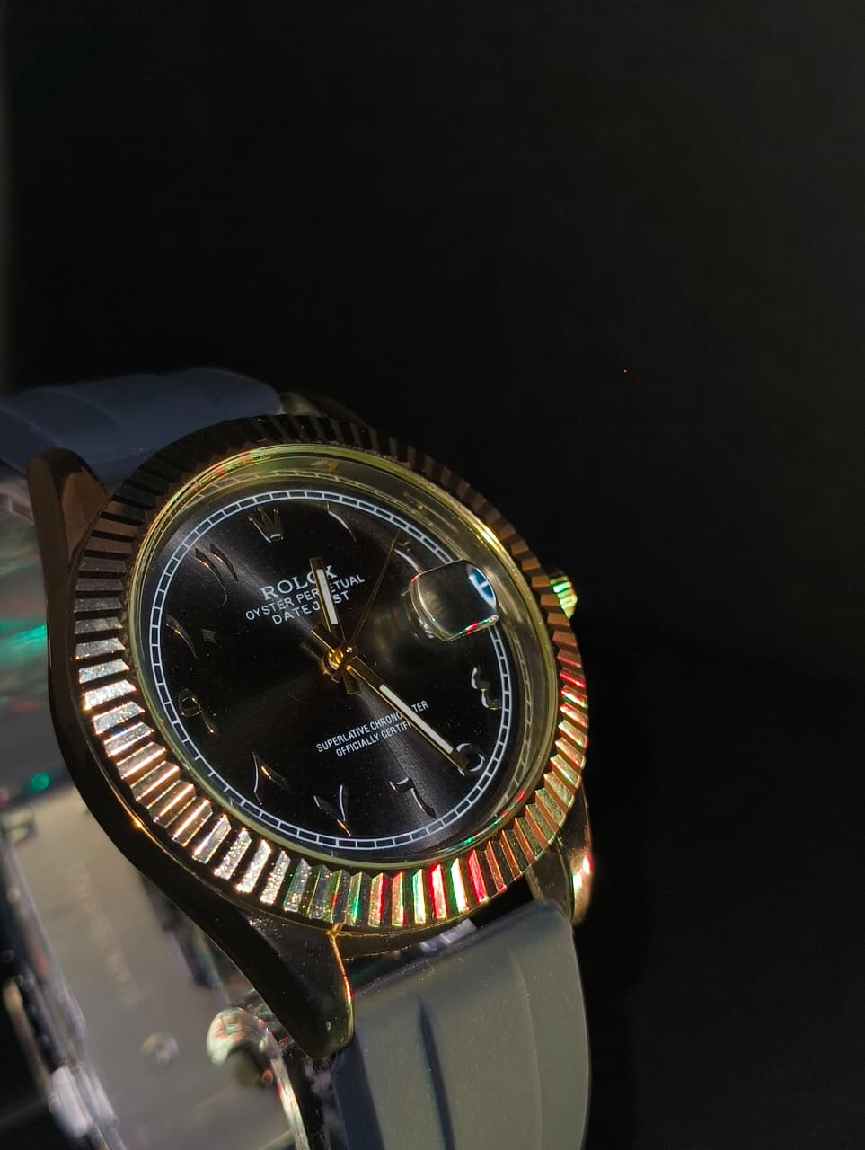 ROELX-Datona model black fibar belt and copper Dial