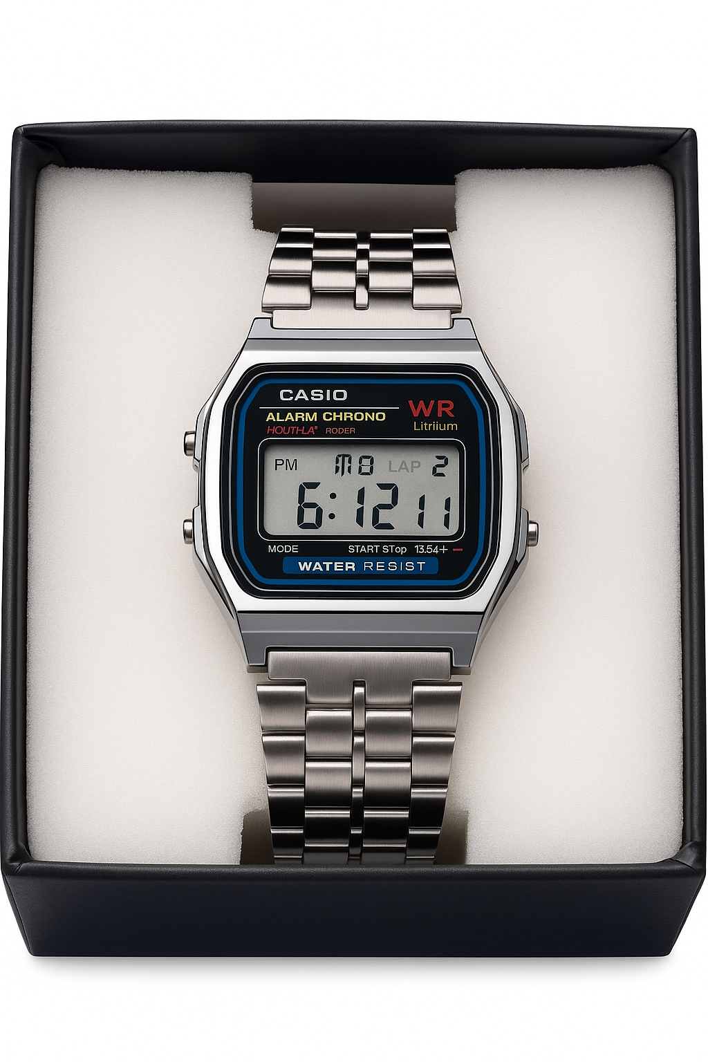 Unisex Vintage A159W-N1DF Black Digital Dial Silver Stainless Steel Band D339